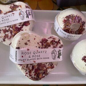 SALE Heart Bath Bomb -- Rose Quartz & Rose Petals